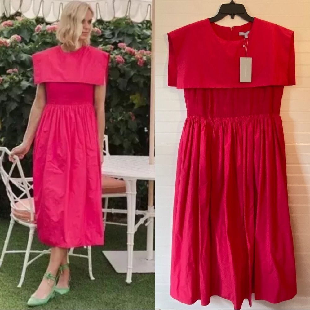Antonio Melani Jennifer Sumko Rachel Taffeta Capelet Pink Midi Dress NWT Size 4